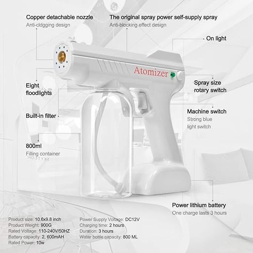 Automatic Sanitizer Fogger Smoke Machine Spray Gun Use Anywhere Capacity: 800 ML