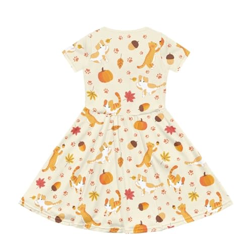 Image of Short Sleeve Dress for Girls with Pockets Cute Toddler Girl Clothes Summer 2-12