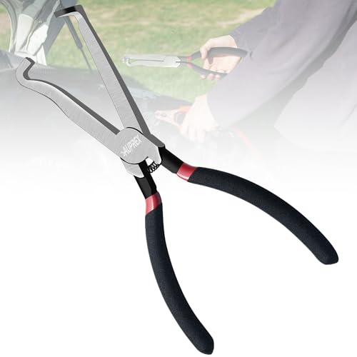 AUPREX Electrical Disconnect Pliers Set of 2, Electrical Connector Pliers for Push Tab Style Plugs, Automotive Electrical Plug Pliers, Fuel Line Clip Pliers(Straight and Angled)