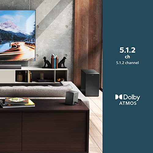 Image of PHILIPS B8967 5.1.2 Channel True Surround Soundbar with Wireless Rear Speakers and Subwoofer, Black