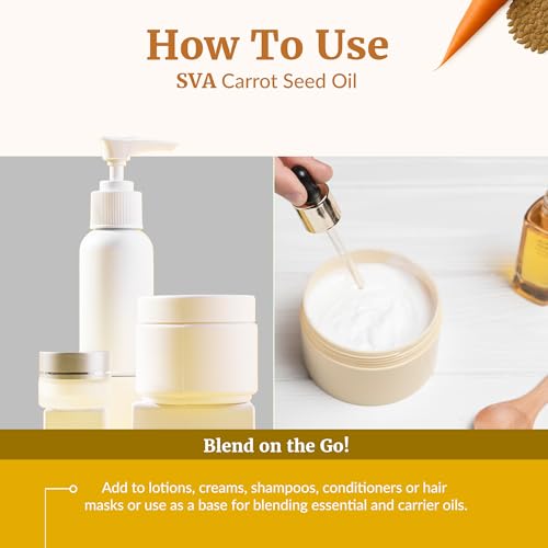 Image of SVA Carrot Seed Carrier Oil, Huge Bottle, Large Size, 16 Fl Oz (473 ml) | Carrot Seed Oil for Face Care, Skin Care, Facial Oil, Hair Care, Scalp Massage, Body Massage, Dilution & DIY Beauty Blends