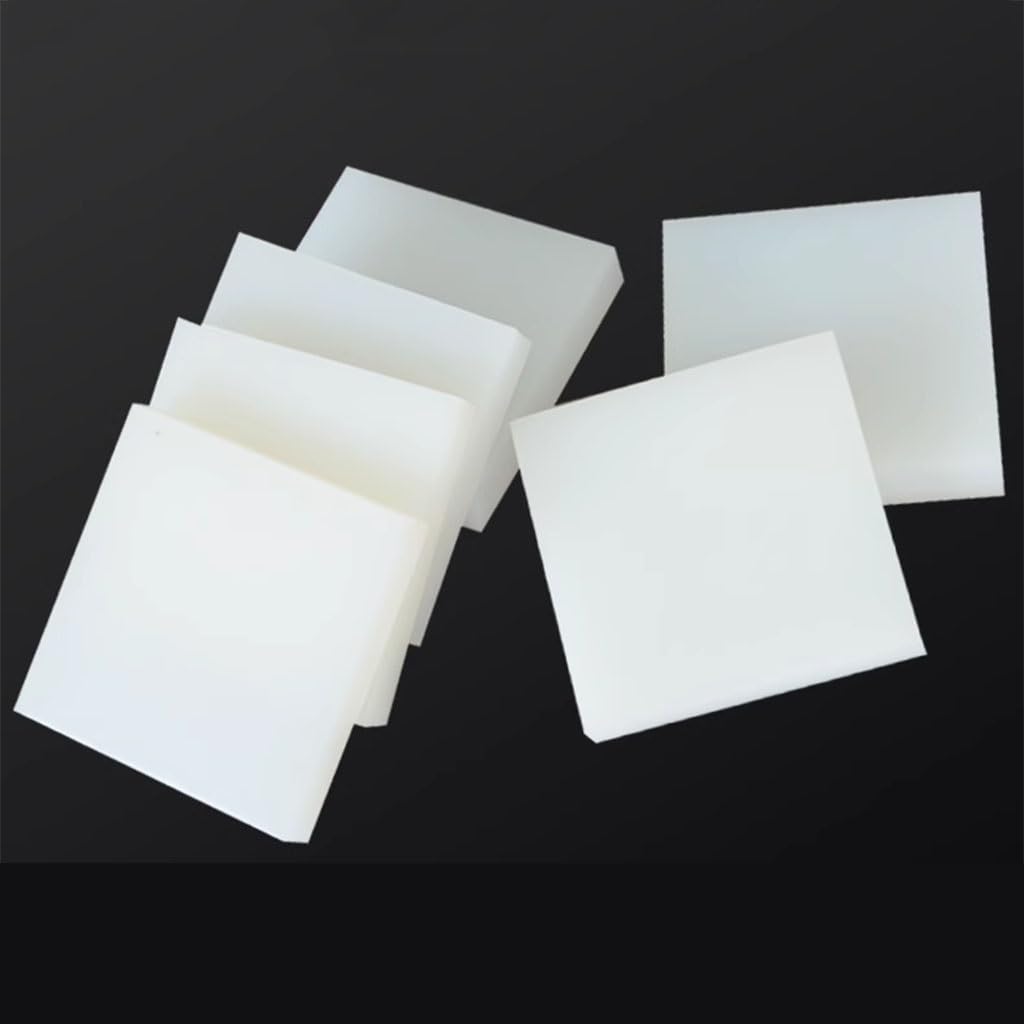 EDFMGH 1PCS White Square Silicone Rubber Sheet, 100x100 Mm 2/3/4/5/6/8/10/15mm Thick Rubber Buffer Shock-Absorbing Pad(100 x 100 x 3mm)