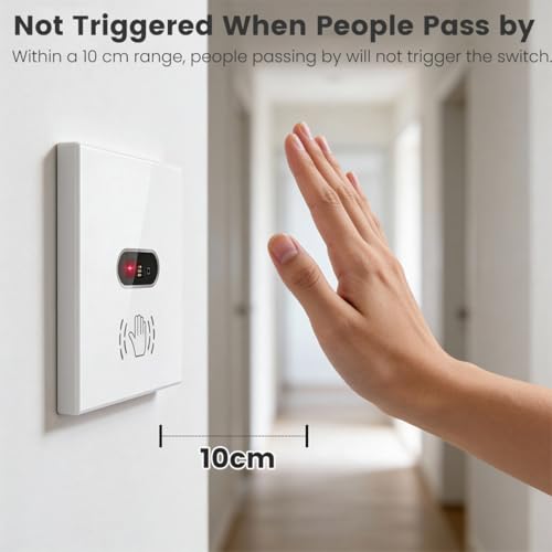 Smart Motion Sensor Light Switch Wifi Motion Sensor Hand Wave Switch, 8cm Sensor Switch 10A, Voice Contral Suitable for Bedroom Kitchen Bathroom (Support No-Neutral & Neutral Required) - Image 6