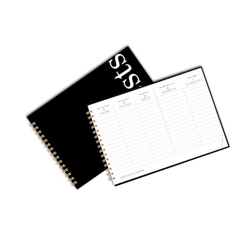 Image of Visitor Book - 8 x 12 Inches | Wiro Bound Guest Register for Hotels, Offices, Exhibitions, Boutiques & Business Use | Medium Size Visitor Log Book for Reception & Front Desk