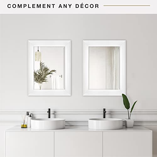 Image of MCS 15 x21 Inch Wall Mirror, 21x27 Inch Overall Size, White (20450)