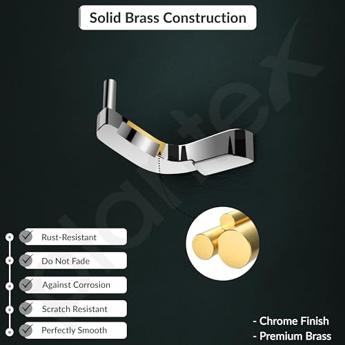 Image of Plantex Smero Pure Brass Robe Hook /Door Hanger-Hook /Cloth-Towel Hanger /Bathroom Accessories - Aqua(Chrome)