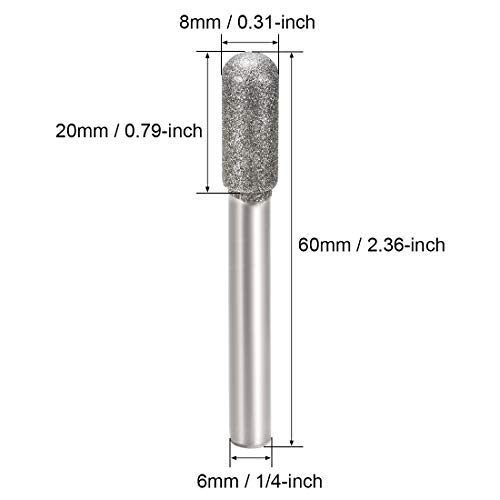 Foret diamant meulage 8mm Cylindrical Ball Nose à tige de 1/4" robuste