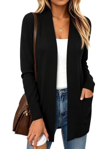 Image of Spicy Sandia Women's Basic Open Front Long Cardigan Sweaters with Pockets