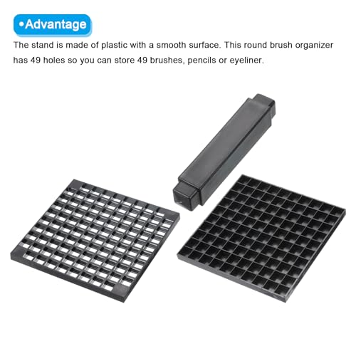 Image of PATIKIL 4pcs Black Plastic Paint Brush Storage Organizer, 96 Holes, Square, Minimalist, Artist Desk Makeup Pencil Holder