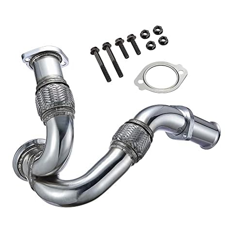 SPELAB Exhaust Up-Pipe Y-Pipe Suitable for 2003-2007 6.0L Powerstroke Diesel F250 F350 F450 Heavy Duty Polished Cover