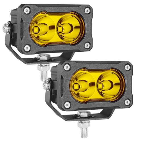 Image of Yellow LED Pods, 2Pcs 40W 3 Inch Yellow Spot LED Light Pods Fog Lights Small Pod Lights Motorcycle Driving offroad Backup Bumper Light for Truck ATV UTV SUV Surron Pickup Boat