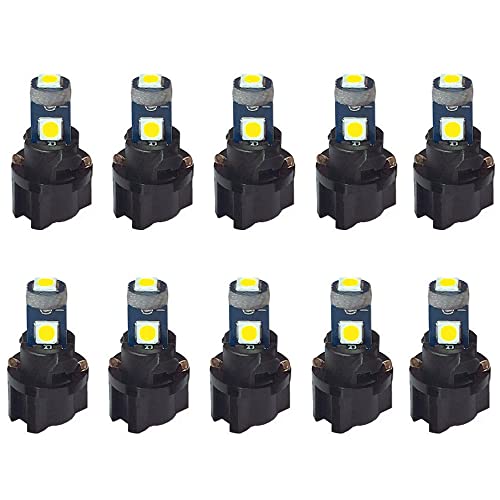 BlyilyB 10-Pack T5 37 74 LED Bulb With Twist Lock Socket PC74 PC37 Dashboard Instrument Panel Gauge Cluster Light