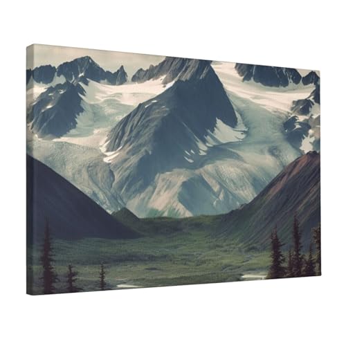 Montagnes de l Alaska impression sur toile HD 30.5x45.7 cm pour salon