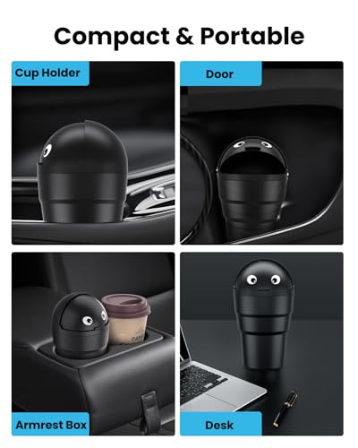 Image of Mini Car Trash Can Cupholder with Lid for Women Cute Looking, 520ML Small Car Garbage Can for Cup Holder Side Door Storage Solid Liquid Waste Without Leakage