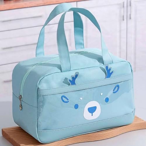 Image of CoolKraft Lunch Bag for School Kids, Girls, Cute Animal Design Bag, Lunch Bag for Office Women Travel Picnic Bag, Insulated Portable Tiffin Bag 29 x 18.5 x 14 cm (BlueH+NbV)