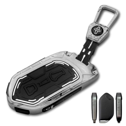 Image of KEYCEPT Metal Armor Key Cover Compatible for Kia Syros, EV6, EV9 Seltos 2026 4 Button smart Key with Keychain . (Metal Armor)