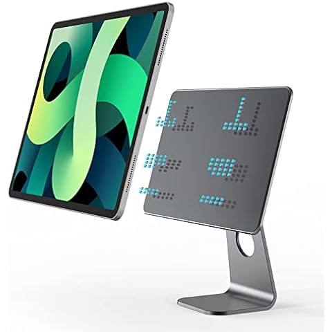 Magnetic iPad Pro Stand—KU XIU Adjustable Tablet Holder for Apple iPad Pro 11inch 1/2/3/4 Gen, iPad Air 4th, iPad Air 5th, 360° Rotation Aluminum Alloy Base Strong Magnet Dock iPad Stand for Desk-Grey Cover