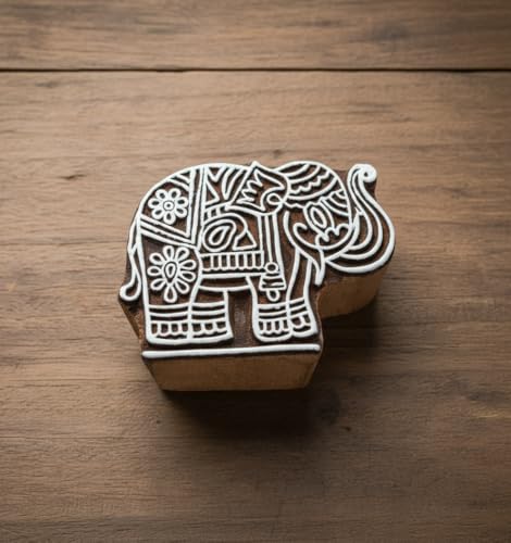 Image of RENIQ Wooden Printing Block for Fabric & DIY Craft | Handcrafted Indian Design Stamp for Textile, Pottery, Mehndi & Home Decor (Multicolor3)