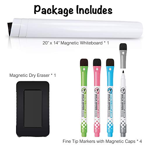 Magnetic Dry Erase Whiteboard For Fridge,20X14In Dry Erase Board For Refrigerator,Magnetic Self Adhesive White Board Sheet Reminder Notepad With Eraser Marker For Memo Grocery List Office Note Planner #TOP1