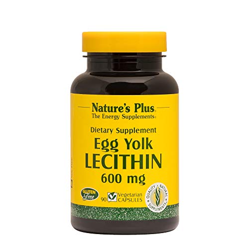 NaturesPlus Egg Yolk Lecithin - 600 mg, 90 Vegetarian Capsules - Supports Body s Natural Defenses & Optimal Liver Function - Soy-Free, Gluten-Free - 90 Servings