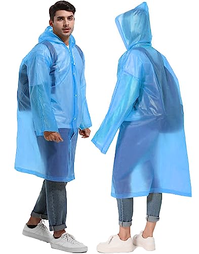 HOOMBOOM Rain Ponchos for Adults Reusable Raincoats Hooded for Women Men Survival Heavy Duty Military Impermeable 2 Packs Rain Coat - Thumbnail 4