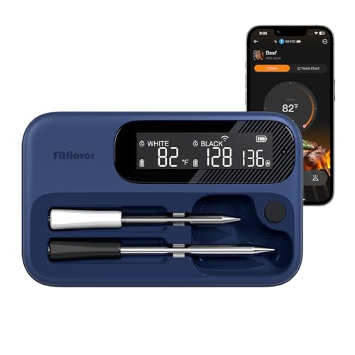 Wireless Meat Thermometer Dual Probes for Smoker, Fitflavor 