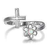 Mic Tai Cross Purity Bible Verse Rings - 925 Sterling Silver I Am a Child of God Ring Faith Religiou