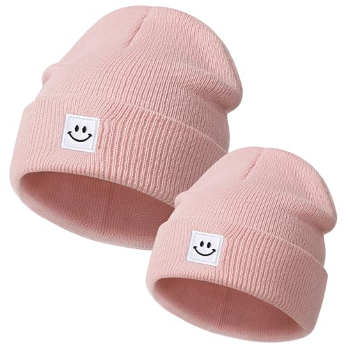 Image of Parent-Child Beanie Hat,Mother & Baby Daughter/Son Winter Warm Knit Hat for Girls Boys SOFE Beanies Cap