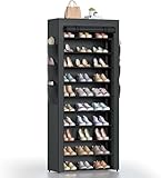 Bonkiss Covered Shoe Rack Tall Metal Shoes Rack Organizer for Entryway Garage Closet Tall Shoe Shelf Shoe Storage Cabinet Free Standing Large Garage Shoes Racks Organizer (11.8'D x 23.6'W x 70.86'H)