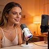 Defean 2 Pack Microphones Pop Filter Compatible with Fifine AmpliGame AM8 Microphone, Replacement Windscreen Flocked Foam - Cuboid (Grey) #2