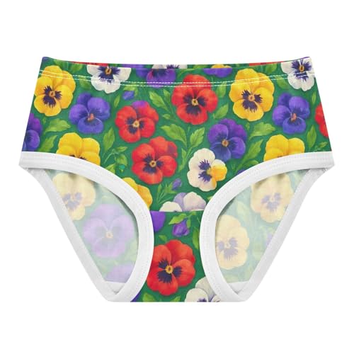 Joisal Cotton Girls Underwear Toddler Colorful Pansy Flowers Panties Little Girl Funny Briefs Underpants 2t