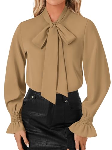 Image of LYANER Women's Bow Tie Neck Business Work Blouse