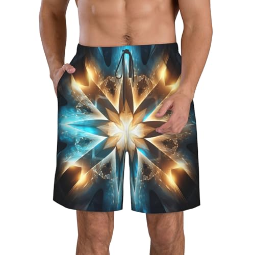 Planet Pattern Print Mens Casual Shorts Drawstring Summer Beach Stretch Shorts Novelty Swimtrunks