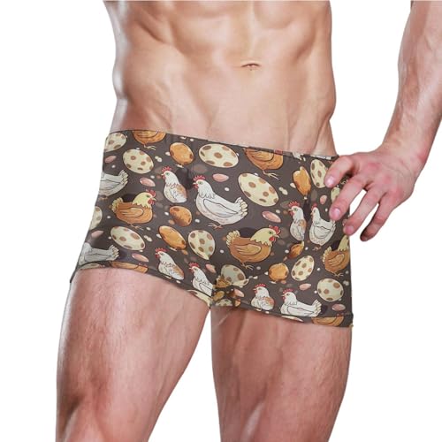 Cock Rooster Egg Mens Swim Trunk Swimwear Bathing Suit Swim Brief Square Leg Board Short S B04033673