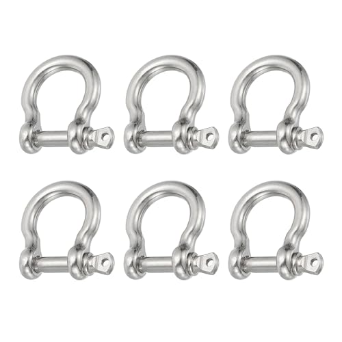 PATIKIL Manille à Vis 4mm 5/32 220Lb, 6 Pièces en Acier Inoxydable 304 Forgé pour Manille en Arc Grade Marin pour Chaînes Câbles en Acier Extérieur, Argent