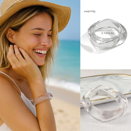 7 Pcs Colorful Acrylic Resin Bracelets Set Irregular Geometric And Round Bangles Colorful Acrylic Square Cuff Wristbands for Women3