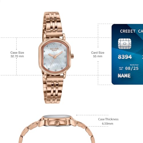 Image of Sonata Poze 8 Quartz Analog with MOP-White Dial IP Rose Gold Stainless Steel Strap Watch for Women - SP80161WM01W