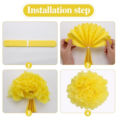 Image of BestoFun 16 PCS Light Color Party Decorations Tissue Paper Flowers Pom Poms Decorations for Girl Groovy Birthday Baby Shower Wedding Bachelorette Room Wall Hanging Decor
