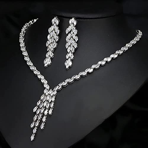 Bijoux mariage ensemble collier de mariée et boucles d'oreilles zircone