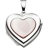 Hochwertiges Medaillon aus 8 Karat (333) Weißgold Perlmutt gefertigt und mit Legierungsstempel versehen