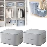 Furforstk selbstkomprimierender organizer 2 Stck aufbewahrungstasche für bettdecken 60X54X42cm bettdecken aufbewahrung, bettwäsche organizer für Bettdecken Kleidung Decken (Grau) Platzsparender