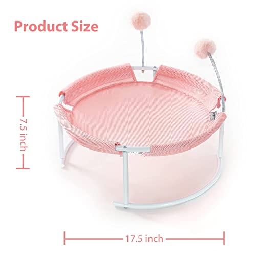 Cat Beds For Indoor Cats,Pet Hammock Bed, Cat Calming Cushion Bed, Anti-Slip Faux Fur Fluffy Round Washable Cat Bed With Plush Mat & Cat Toy Balls,Fits Up To 25Lbs, Pet Bed For Kitty And Puppy-Pink #TOP4