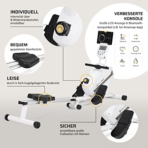 SportPlus | Rudergerät für zuhause| Designed in Germany, klappbar, leises Magnetbremssystem, 8 Widerstandsstufen… – Bild 4