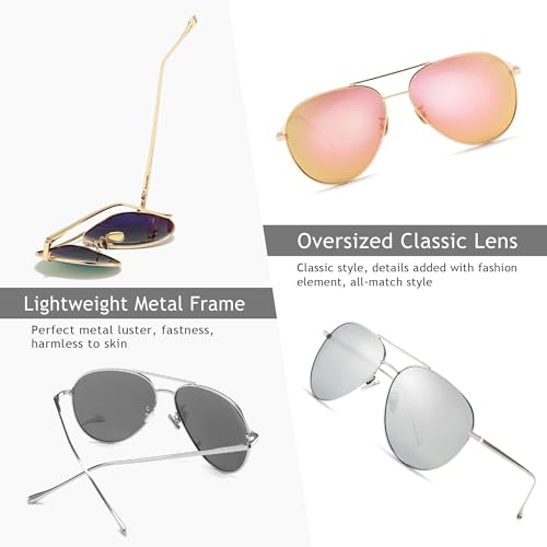 Image of SUNGAIT Women's Lightweight Oversized Aviator Sunglasses