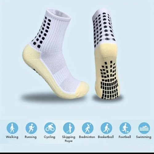 Non-Slip Athletic Crew Socks, Red and Navy Blue, 2 Pairs4