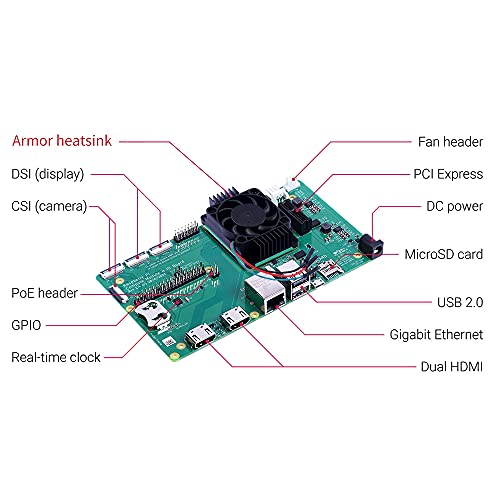 Image of Raspberry Pi Compute Module 4 with CM4 heatsink PWM Fan, CM4 4GB RAM 0GB (Lite) Single Board 64-Bit Quad-Core Processor Bluetooth 5.0 Dual-Band WiFi (CM4104000)