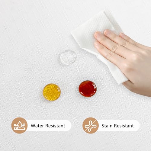 Seenus White Long Table Cloth Fits 8 Foot Rectangle Table, Spill Resistant & Wipeable Fabric Tablecloth for 10-12 Seats Dining Banquet Wedding Party, 60 x 120 Inch by Seenus - Used condition - Image 3