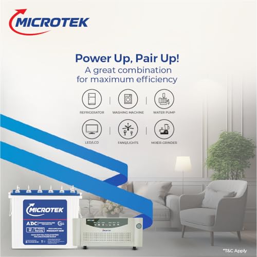 Image of Microtek Super Power UPS 900 12V Pure Sine Wave 800VA Inverter Combo | M1502424JT 150Ah Battery, For Home, Office & Shops, 3 Years Warranty (Inverter), 4 Years Warranty (Battery)