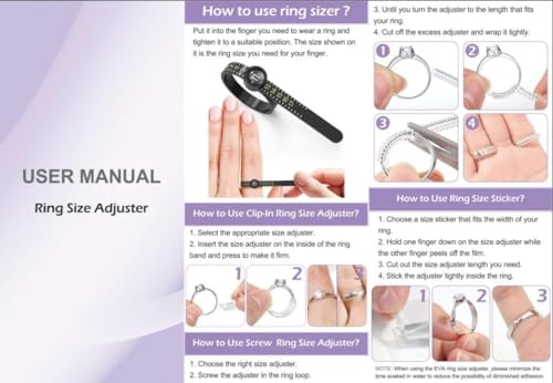 38 pcs ring sizer adjuster for loose rings with ring size measuring tool plug-in invisible ring guards silicone tightener eva foam ring size adjuster set with polishing cloth