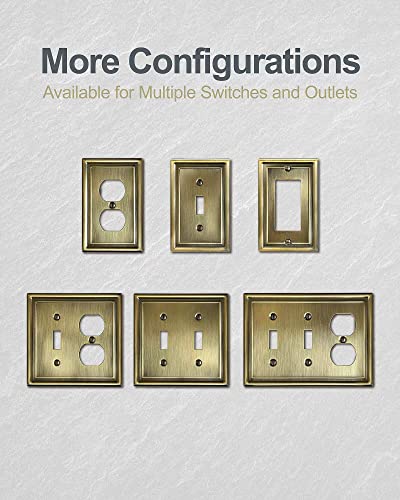 Zillsea Outlet Covers Wall Plate, Single Duplex Wall Plate Cover, Metal Electrical Outlet Cover Plates, Antique Brass, 1-Gang, 4 Pack, Midsize #TOP5